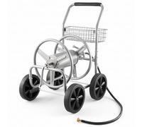VEVOR Chariot Enrouleur de Tuyau, capacité du Tuyau d'eau 1,5 cm 91 m, Outils Mobiles avec 4 Roues, Plantation extérieure Acier revêtement Poudre avec Panier de Rangement, pour Jardin, Cour, pelouse