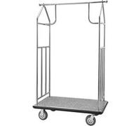 VEVOR Chariot à Bagages Hôtel, 362 kg, Chariot à Plate-forme de Concierge, Finition Inox Brossé, avec Moquette Grise, Roues Caoutchouc 15,24 cm, Porte-bagages pour Hôtels, Condos, Complexes Hôteliers