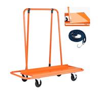 VEVOR Chariot Porte-plaques de Plâtre, Charge 816,5 kg, Chariot Porte-panneaux de Cloisons Sèches à Large Plateforme, avec Roulettes Pivotantes 2 Freins, Sangle d'Arrimage, pour Transport, Orange
