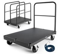 VEVOR Chariot Porte-plaques de Plâtre, Charge 816,5 kg, Chariot Porte-panneaux de Cloisons Sèches à Plateforme 914 x 610 mm, avec Roulettes Pivotantes 2 Freins, Rampes Latérales, pour Transport, Noir