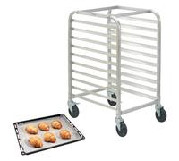 VEVOR Chariot Porte-Plaques pour Boulangerie et Pâtisserie 10 Niveaux, Échelle porte-Plateaux Pâtisserie sur Roues Commerciale, Chariot de Stockage en Aluminium, Cuisson du Pain, 66x51,5x98,5 cm