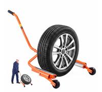 VEVOR Chariot Porte-Roue Charge 204 kg en Acier pour Roues de 889-1194 mm, avec Rouleaux Pivotants à 360°, Poignée Rallongée à Effet de Levier, pour Voitures, Camions, Atelier de Réparation et Garage