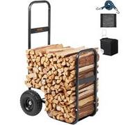 VEVOR Chariot Transport Bois de Chauffage Charge 113,4 kg Chariot de Bûches de Bois Acier 67x52x110 cm Range Bûche Intérieur avec Roues PU Housse Imperméable Porte Bûche Extérieur pour Cheminée, Noir
