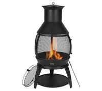 VEVOR Cheminée Extérieur, 559 mm, Poêle à Bois Sphérique en Fer Robuste pour Barbecue et Réchauffer, avec Grille, Couvercle de Cheminée Antirouille, pour Patio, Jardin, Arrière-cour, en Plein Air