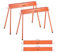 VEVOR Chevalet de Sciage, Lot de 2, Tréteau de Sciage Pliable, Capacité de Charge 299,4 kg, avec Pieds Robustes, Patins Antidérapants, Outil Tout en Métal pour Menuiserie, Menuisiers, Bricoleurs Bois