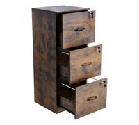 VEVOR Classeur Vertical à 3 tiroirs avec Serrure, Caisson de Bureau Robuste avec Tige de Suspension réglable à 2 Niveaux, Rangement Document pour dossiers A4/Lettre/Légal, Montage Facile, Noir+Marron
