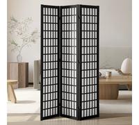 VEVOR Cloison de Séparation Japonaise à 3 Panneaux, Séparateur de Pièce Pliable en Bois, Paravent de Confidentialité, pour Séparation de Pièce, Maison, Bureau, Restaurant et Chambre à Coucher, Noir