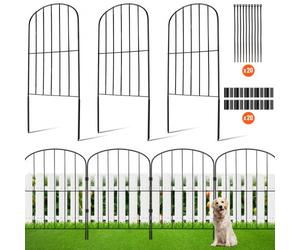 VEVOR Clôture de Jardin en Métal, 61x33 cm, Clôture de Jardin Lot de 10, Barrière Robuste pour Animaux, Espacement de Pointes 5,08 cm Clôture Métallique Décorative pour Chien Cour Terrasse Extérieur