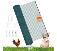 VEVOR Clôture Filet Mobile 15x1,2 m Filet de Clôture pour Chien en Plastique Temporaire pour Poules, Plantes, Jardin, Cours Extérieures, Mailles Serrées, avec Poteaux, Piquets à Double Pointe, Haubans