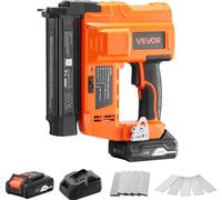VEVOR Agrafeuse Cloueuse sans Fil 2-en-1, Cloueur Calibre 18, Pistolet à Clous Fins DC 20 V, 500 Clous et 500 Agrafes, Batterie Li-ion 2,0 Ah et Chargeur, pour Travail du Bois Menuiserie Rénovation