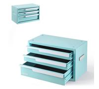 VEVOR Coffre à Outils à 3 Tiroirs en Acier, Boîte à Outils Métallique Portable Robuste Vert, pour Garage, Atelier, Réparation et Établi, Conception Magnétique, Revêtements de Protection pour Tiroirs