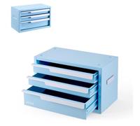 VEVOR Coffre à Outils à 3 Tiroirs en Acier, Boîte à Outils Portable Bleu | pour Atelier, Garage, Réparation et Établi, en Métal Robuste, Conception Magnétique, Revêtements de Protection pour Tiroirs