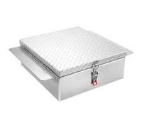 VEVOR Coffre à outils pour benne de camion, 770 x 610 x 230 mm, boîte à outils pour camion robuste en aluminium avec plaque diamantée, coffre de rangement charge 100 kg, pour pick-up, remorque, argent
