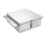 VEVOR Coffre à outils pour benne de camion, 770 x 610 x 230 mm, boîte à outils pour camion robuste en aluminium avec plaque diamantée, coffre de rangement charge 100 kg, pour pick-up, remorque, argent