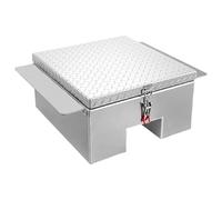 VEVOR Coffre à outils pour benne de camion, 770 x 610 x 310 mm, boîte à outils pour camion robuste en aluminium avec plaque diamantée, coffre de rangement charge 100 kg, pour pick-up, remorque, argent