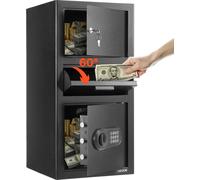 VEVOR Coffre-For de Dépôt Grande Capacité de 102 L, Coffre-Fort de Sécurité Électronique 3 Niveaux, avec Fente Frontale, Clavier Numérique et Clés de Rechange, pour Espèces, Bijoux, Documents, Noir