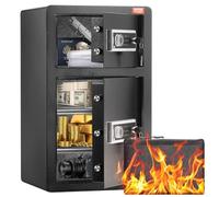 VEVOR Coffre-fort à Double Porte 127 L, Déverrouillé par t Mot de Passe, avec Sac Ignifuge, Porte-Clés, Lumière LED et 2 Séparateurs Réglables en Hauteur et Amovibles, pour Argent, Bijoux, Noir