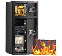 VEVOR Coffre-fort à Double Porte 156 L, Déverrouillé par t Mot de Passe, avec Sac Ignifuge, Porte-Clés, Lumière LED et 2 Séparateurs Réglables en Hauteur et Amovibles, pour Argent, Bijoux, Noir
