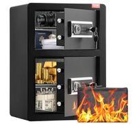 VEVOR Coffre-fort à Double Porte 99 L, Déverrouillé par t Mot de Passe, avec Sac Ignifuge, Porte-Clés, Lumière LED et 2 Séparateurs Réglables en Hauteur et Amovibles, pour Argent, Bijoux, Noir