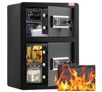 VEVOR Coffre-fort à Double Porte 99 L, Déverrouillé par t Mot de Passe, avec Sac Ignifuge, Porte-Clés, Lumière LED et 2 Séparateurs Réglables en Hauteur et Amovibles, pour Argent, Bijoux, Noir