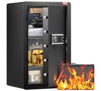 VEVOR Coffre-fort à Porte Simple 113 L, 3 Façons de Déverrouillage, Clé, Mot de Passe et Empreinte Digitale, avec Sac Ignifuge, Porte-Clés, Lumière LED et 2 Étagères, pour Argent, Documents, Bijoux