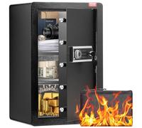 VEVOR Coffre-fort à Porte Simple 99 L, 2 Façons de Déverrouillage t Mot de Passe), avec Sac Ignifuge, Porte-Clés, Lumière LED et 2 Étagères, pour Argent, Documents, Bijoux, Objets de Valeur