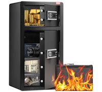 VEVOR Coffre-fort avec porte-monnaie ignifuge, coffre-fort à double porte de 5,5 pieds cubes, 2 cloisons réglables en hauteur, coffre-fort numérique pour meubles avec ode, coffre-fort pour argen