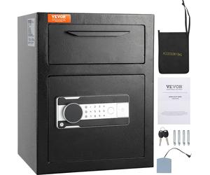 VEVOR Coffre-fort de dépôt 1,7 L, Coffre-fort de dépôt avec Drop-Slot, serrure électronique à code et 2 clés de secours, 45 x 30 x 35 cm, coffre-fort professionnel pour argent liquide, à la maison, à