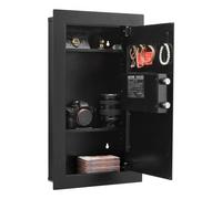 VEVOR Coffre-fort Mural, Armoire Forte Dissimulée à 3 Niveaux, Déverrouillé par Clavier et Clé, Boîtier Encastrable en Acier Laminé à Froid, avec LED, 2 Étagères Réglables et Porte-clés, pour Argent