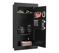 VEVOR Coffre-fort Mural, Armoire Forte Dissimulée à 3 Niveaux, Déverrouillé par Clavier et oîtier Encastrable en Acier Laminé à Froid, avec LED, 2 Étagères Réglables et Porte-clés, pour Argent