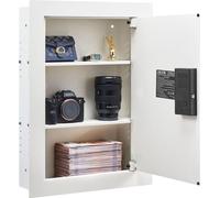 VEVOR Coffre-fort mural avec mot de passe outon rotatif, boîtier encastrable en acier laminé à froid Q235 avec étagères réglables & trous de fixation pour argent bijoux passeport, blanc