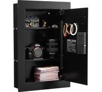 VEVOR Coffre-fort mural avec mot de passe outon rotatif & serrure à empreinte digitale, boîtier encastrable en acier laminé à froid Q235 avec étagères réglables, coffre-fort d'armoire pour ar
