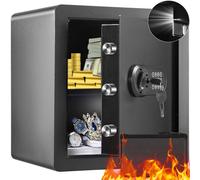 VEVOR Coffre-Fort Numérique 51 L 400 x 330 x 430 mm Coffre-Fort de Sécurité 2 Types de Déverrouillage Mot de Passe et Clés Structure en Acier Anti-Effraction Antivol avec Alarme Argent Bijoux Domicile