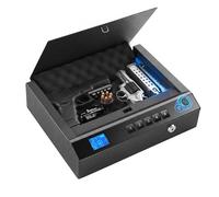 VEVOR Coffre-Fort pour Pistolet, Coffre Biométrique à Empreinte Digitale avec Bluetooth, 2 Armes de Poing et 2 Chargeurs, 4 Modes d'Accès Rapide, en Acier, Éclairage Automatique, Mode Silencieux, Noir