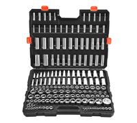 VEVOR Coffret de Douilles 163PCs à Entraînement 9,53 mm/6,35 mm/12,7 mm, SAE et Métriques, Profondes et Standard, Acier Allié CR-V Chromé, Kit d'Outils de Mécanicien pour Réparation Automobile