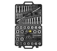 VEVOR Coffret de Tarauds et Filières, 51 Pcs, Kit de Taraudage et Filetage en Acier à Roulement, Tailles SAE, Filetage à Pas Gros et Fin, Tourne-à-gauche, Mallette de Rangement et Accessoires Complets
