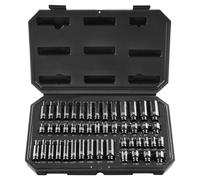 VEVOR Coffret Douilles à Chocs 1/4" 6,35 mm, SAE 3/16"-9/16" et Métrique 4-15 mm, Kit pour Clé à Cliquet 48PCs, en Acier Allié Cr-Mo, 6 Pans, Étiquettes de Taille Transparentes, pour Entretien Auto