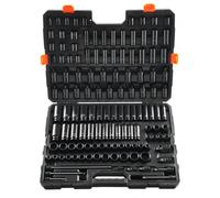 VEVOR Coffret Douilles à Chocs 3/8" et 1/2", SAE et Métrique, Kit pour liquet 130PCs, en Acier Allié Cr-Mo, 6 Pans, Marquages de Taille Faciles à Lire, pour la Réparation Automobile, Atelier