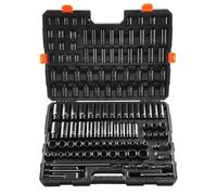 VEVOR Coffret Douilles à Chocs 3/8" et 1/2", SAE et Métrique, Kit pour liquet 130PCs, en Acier Allié Cr-Mo, 6 Pans, Marquages de Taille Faciles à Lire, pour la Réparation Automobile, Atelier