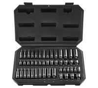 VEVOR Coffret Douilles à Chocs 1/4" 6,35 mm, SAE 3/16"-9/16" et Métrique 4-15 mm, Kit pour Clé à Cliquet 48PCs, en Acier Allié Cr-Mo, 6 Pans, Étiquettes de Taille Transparentes, pour Entretien Auto