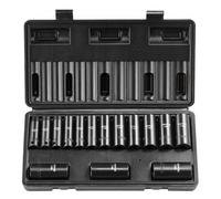 VEVOR Coffret Douilles à Chocs Profondes 3/8 po Métrique 8-22 mm, Kit pour liquet 15PCs, en Acier Allié Cr-Mo, 6 Pans, Marquages de Taille Faciles à Lire, pour la Réparation Automobile, Atelier
