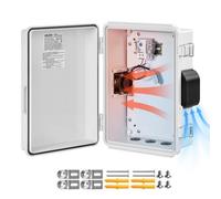 VEVOR Coffret Électrique Étanche Extérieur IP65, Boitier Électrique Mural en ABS, 27,5x15x36 cm, avec Thermostat, Ventilateur, Plaque de Montage, Passe-fils, Boîtier en Plastique, Écran Anti-poussière