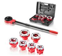 VEVOR Coffret Filières de Plombier, 6 Filières de 1/2 à 2 pouces NPT, Kit de Filetage de Tuyau à Cliquet Manuel pour Installation et Réparation Tuyaux Plomberie, avec Mallette de Transport Portable