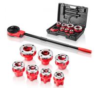 VEVOR Coffret Filières de Plombier, 7 Filières de 3/8 à 2 pouces BSPT, Kit de Filetage de Tuyau à Cliquet Manuel pour Installation et Réparation Tuyaux Plomberie, avec Mallette de Transport Portable