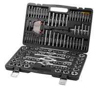 VEVOR Coffret Tarauds et Filières 116 Pièces Métrique M3-M18 et SAE Kit de Taraudage et Filetage en Acier Mallette de Transport Outils pour Tarauder et Fileter Construction Réparation Auto Plomberie