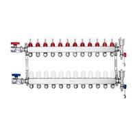 VEVOR Collecteur de Chauffage Radiant 12 Branches, Kit Collecteur Tubes PEX 1,27 cm en Acier Inoxydable, avec Adaptateurs 1,27 cm, Accessoires de Montage, pour Chaleur Radiante Hydronique par le Sol