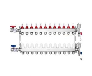 VEVOR Collecteur de Chauffage Radiant 12 Branches, Kit Collecteur Tubes PEX 1,27 cm en Acier Inoxydable, avec Adaptateurs 1,27 cm, Accessoires de Montage, pour Chaleur Radiante Hydronique par le Sol