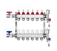 VEVOR Collecteur de Chauffage Radiant 6 Branches, Kit Collecteur Tubes PEX 1,27 cm en Acier Inoxydable, avec Adaptateurs 1,27 cm, Accessoires de Montage, pour Chaleur Radiante Hydronique par le Sol