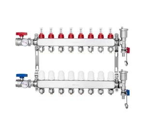 VEVOR Collecteur de Chauffage Radiant 8 Branches, Kit Collecteur Tubes PEX 1,27 cm en Acier Inoxydable, avec Adaptateurs 1,27 cm, Accessoires de Montage, pour Chaleur Radiante Hydronique par le Sol