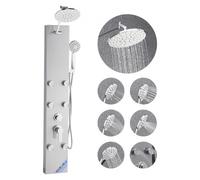 VEVOR Colonne de douche avec pommeau de douche effet pluie, système de panneau de douchette mural haute pression acier inox brossé 124 cm, robinet 3 fonctions, avec 6 jets corporels, douchette à main